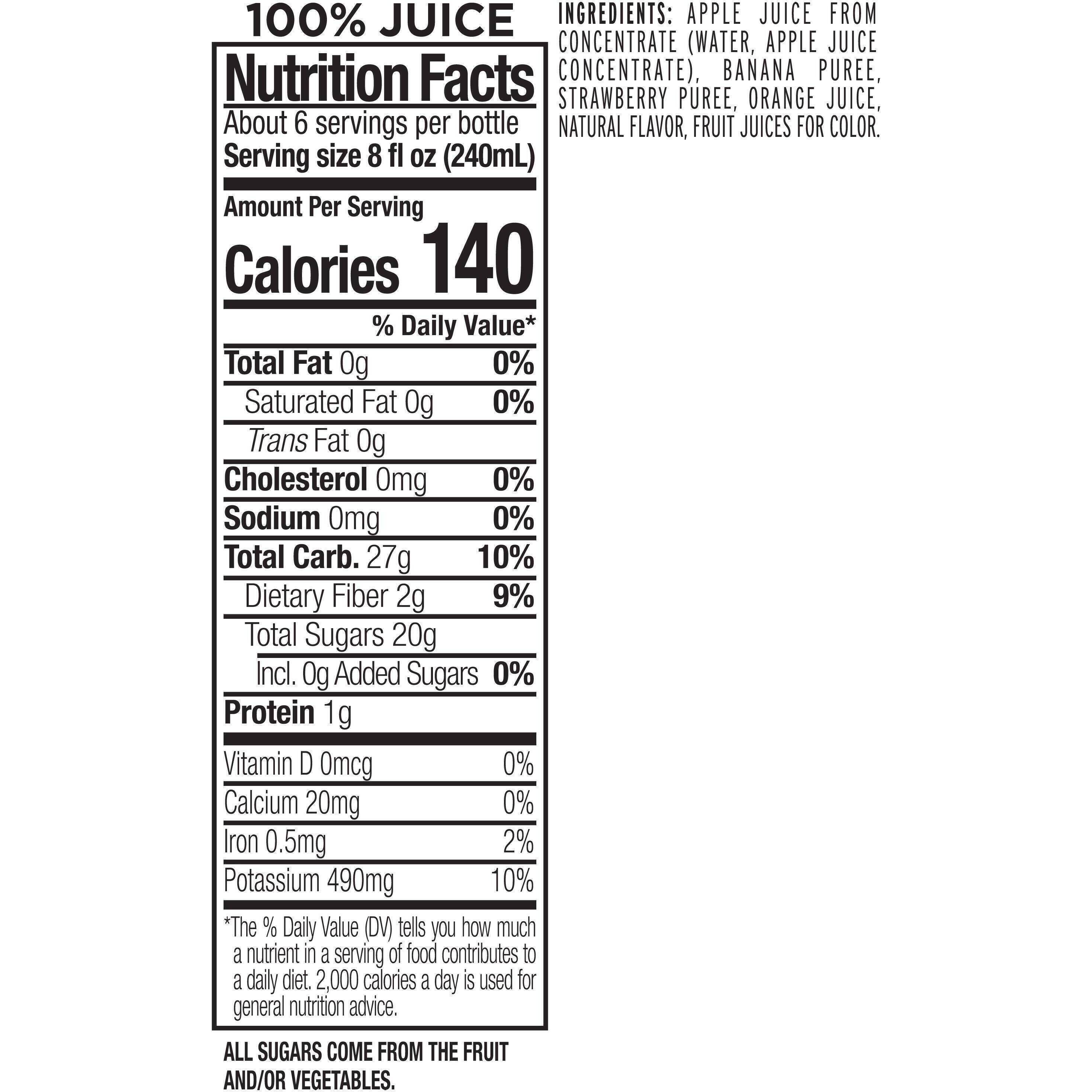 Image describing nutrition information for product Naked Juice Strawberry Banana